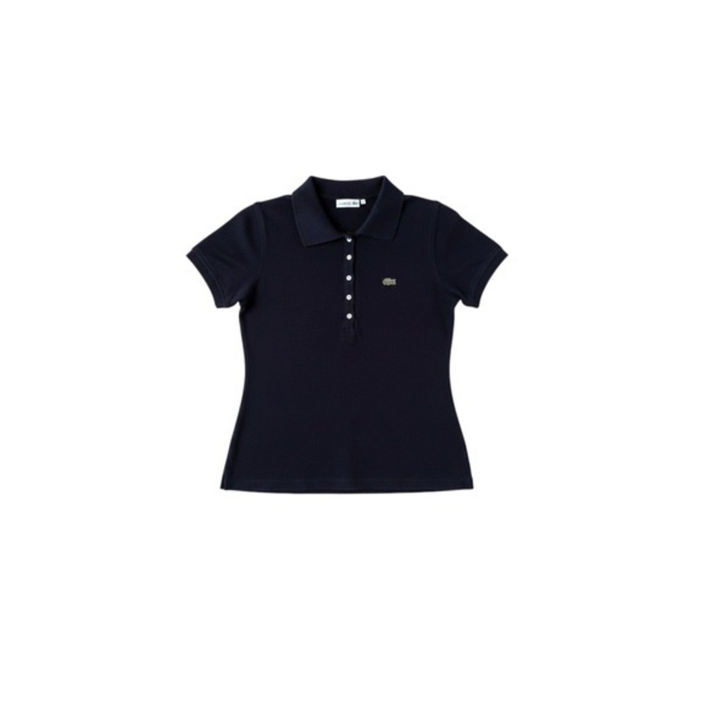 Lacoste Women's Navy Blue Polo Shirt Crocodile Logo Cotton Pique Short Sleeves 6